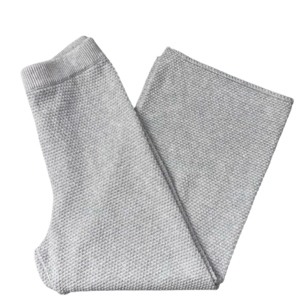 FREE PEOPLE Hailee Waffle Knit Wide Leg Relaxed Pull On Pants in Light Grey sz S - Picture 6 of 13
